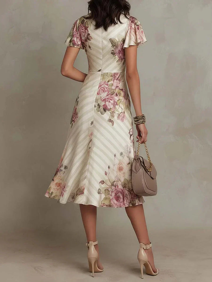 Alba - Elegant Midi dress in retro style with floral pattern