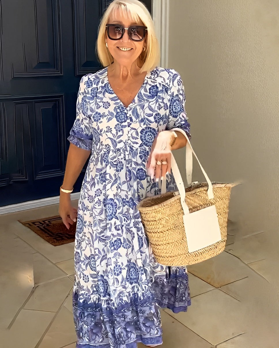 Willa | Graceful V-Neck Floral Dress