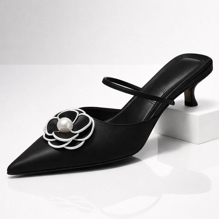 Camellia Leather Mule