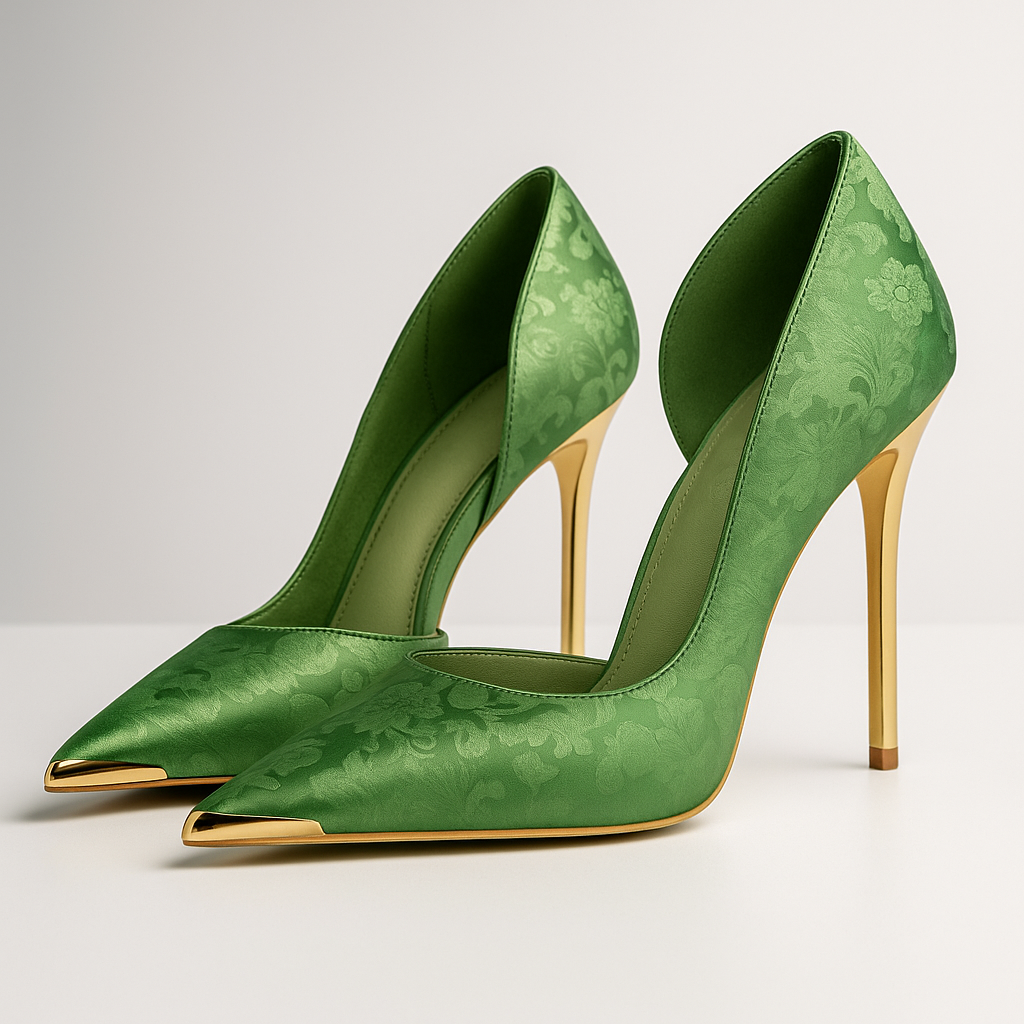 Celeste Satin Jacquard Heels