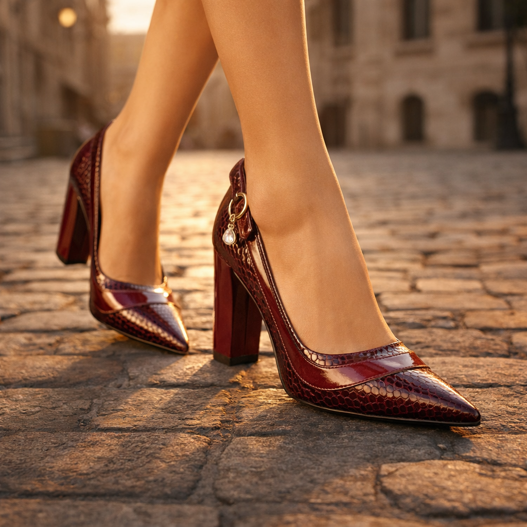 Maris Croc-Embossed Scale Heels