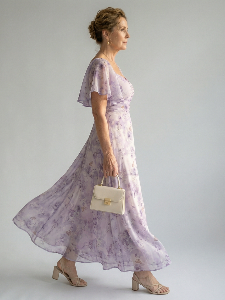 Vaelis Flutter Sleeve Midi Dress
