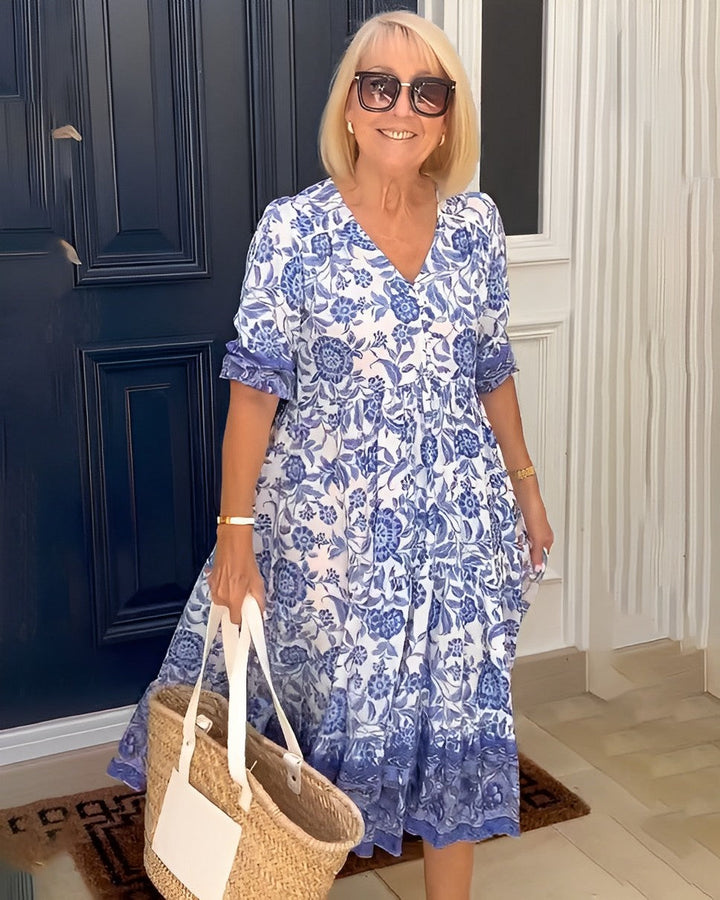 Willa | Graceful V-Neck Floral Dress