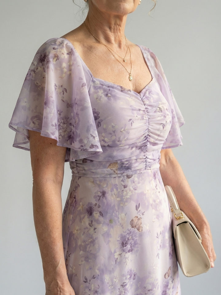 Vaelis Flutter Sleeve Midi Dress