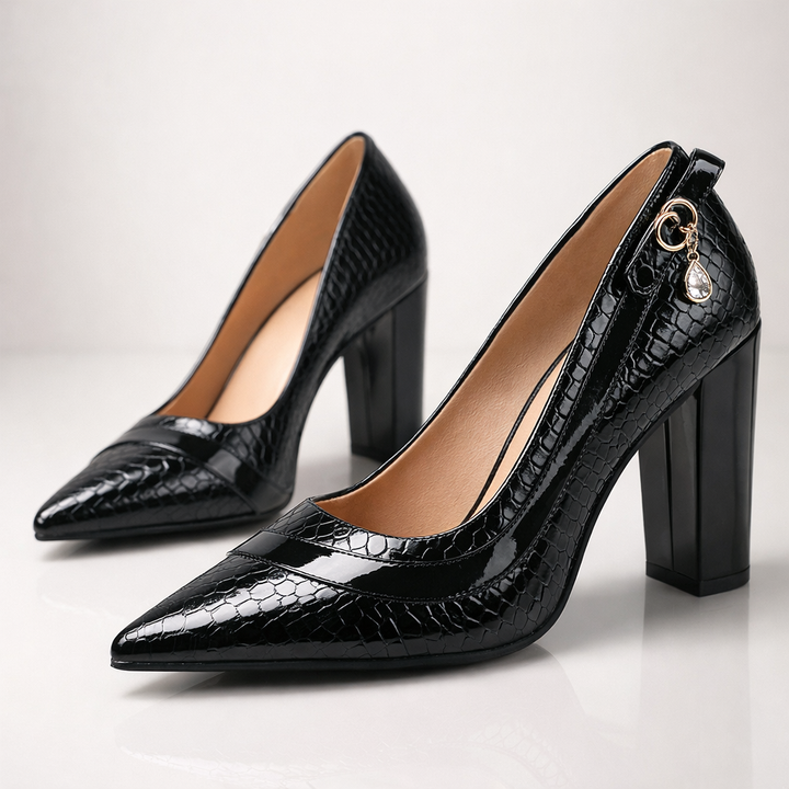 Maris Croc-Embossed Scale Heels