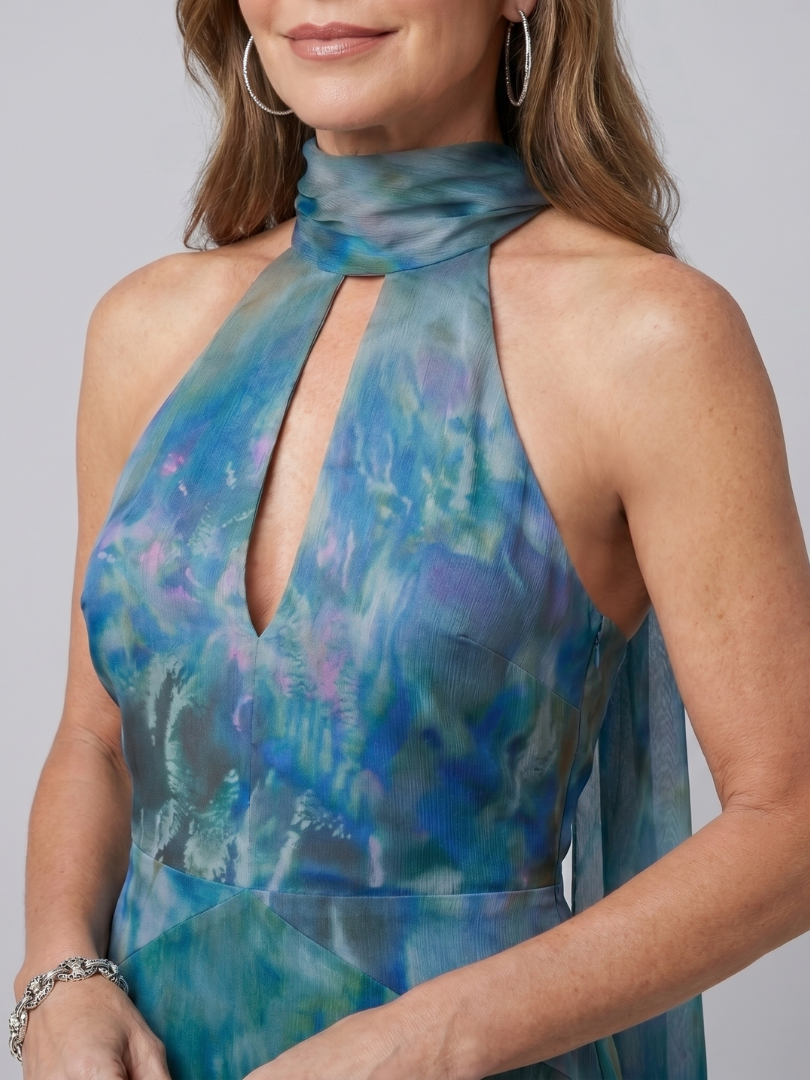 Juniper Keyhole Halter Sleeveless Maxi Dress