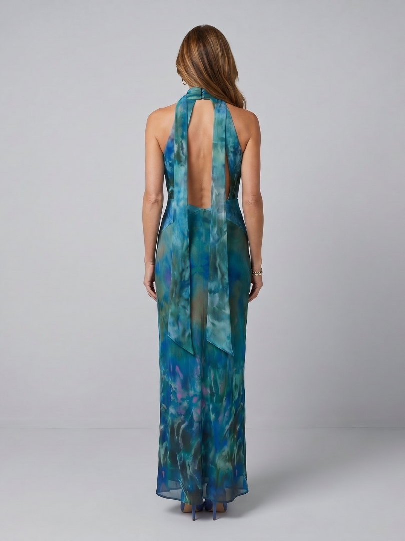 Juniper Keyhole Halter Sleeveless Maxi Dress