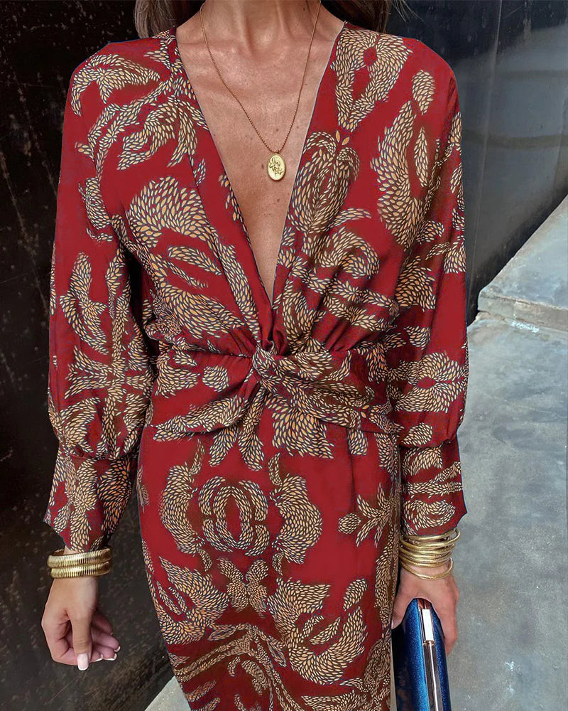 Harper | Elegant dress with long sleeves and floral print