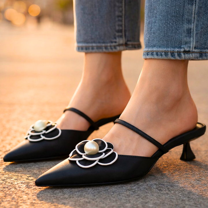 Camellia Leather Mule