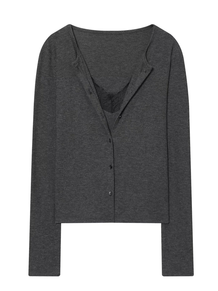 Boudoir Lace-Trim Cardigan