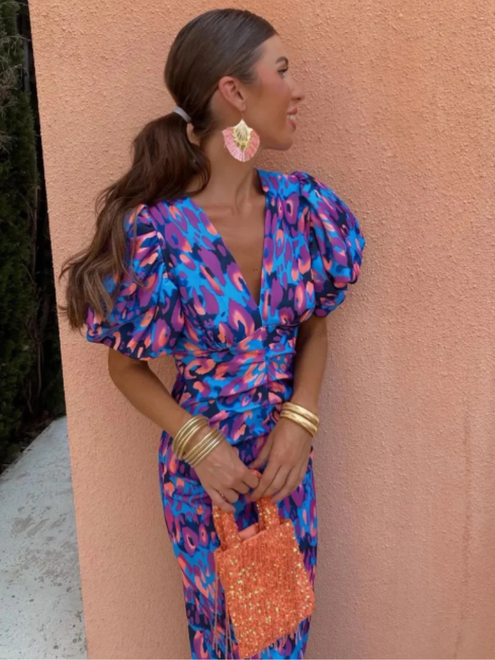 Amelia | Vivid Pleated Midi Dress
