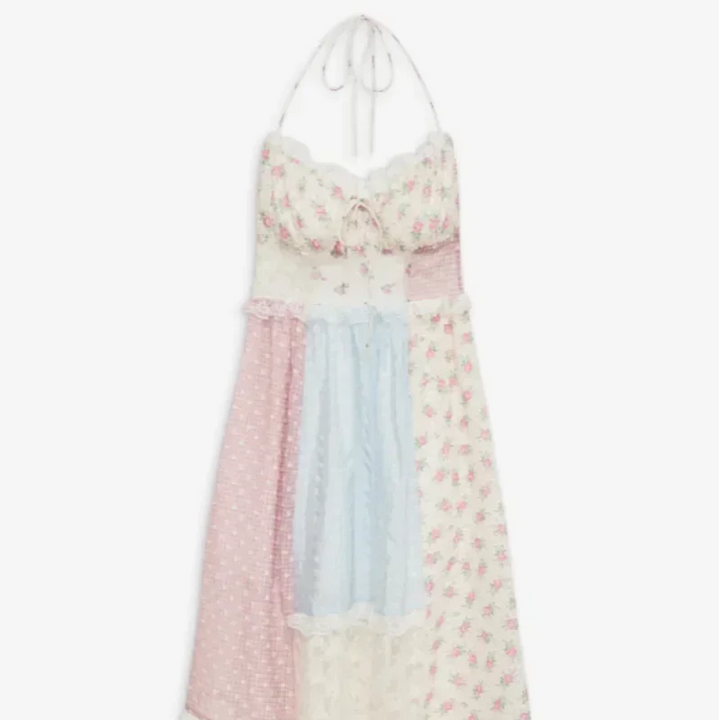 Margot | Patchwork Linen Midi Dress