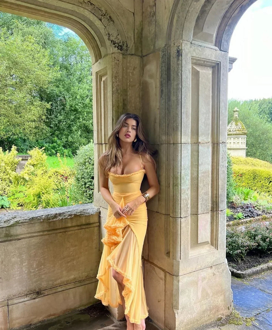 Bianca | Mesh Overlay Maxi Dress