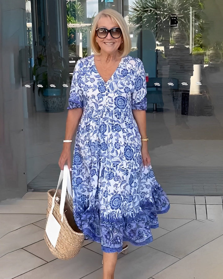 Willa | Graceful V-Neck Floral Dress