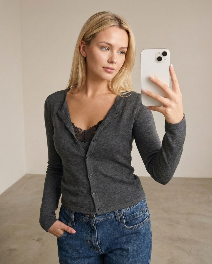 Boudoir Lace-Trim Cardigan