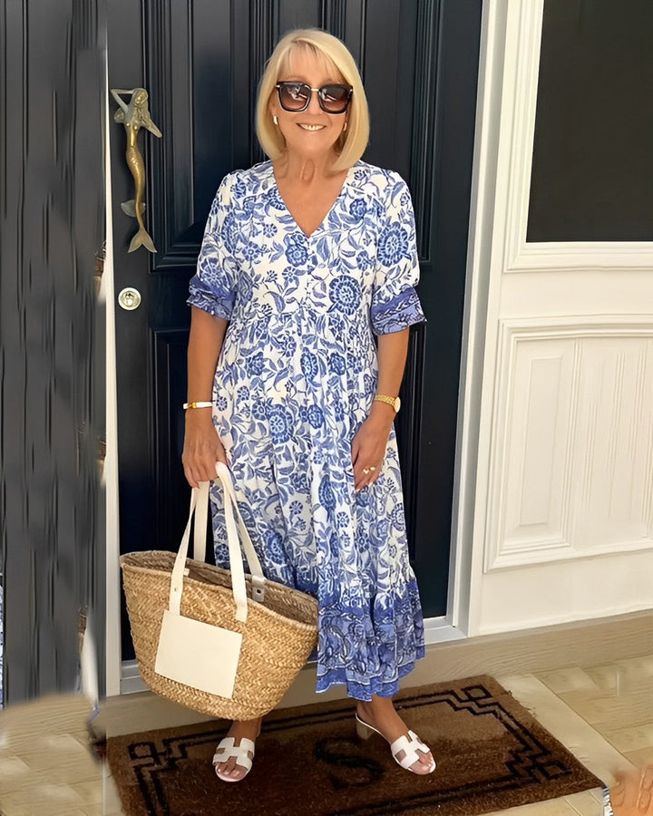 Willa | Graceful V-Neck Floral Dress