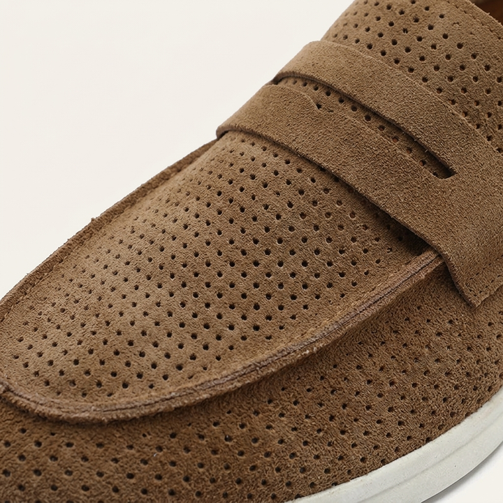 Sorrento Perforated Suede Loafers