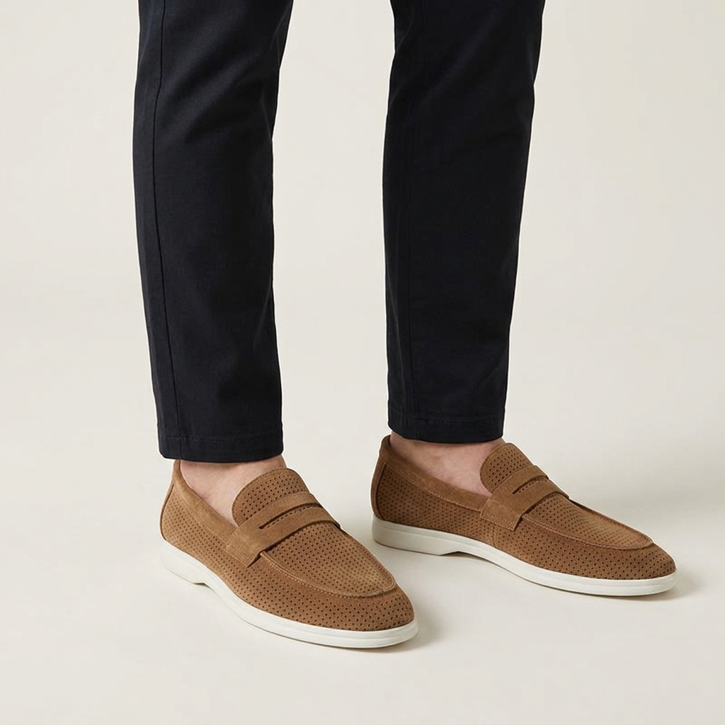 Sorrento Perforated Suede Loafers