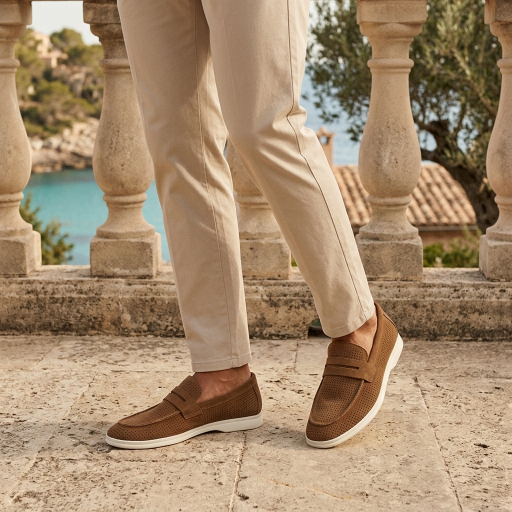 Sorrento Perforated Suede Loafers
