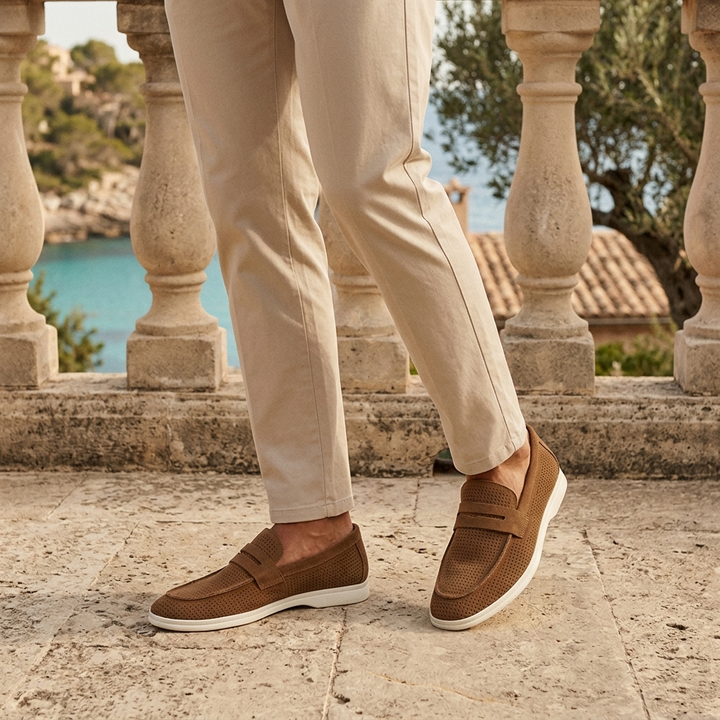 Sorrento Perforated Suede Loafers