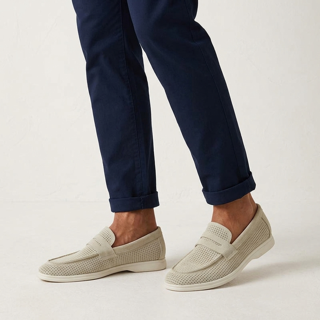 Sorrento Perforated Suede Loafers