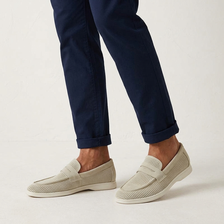 Sorrento Perforated Suede Loafers