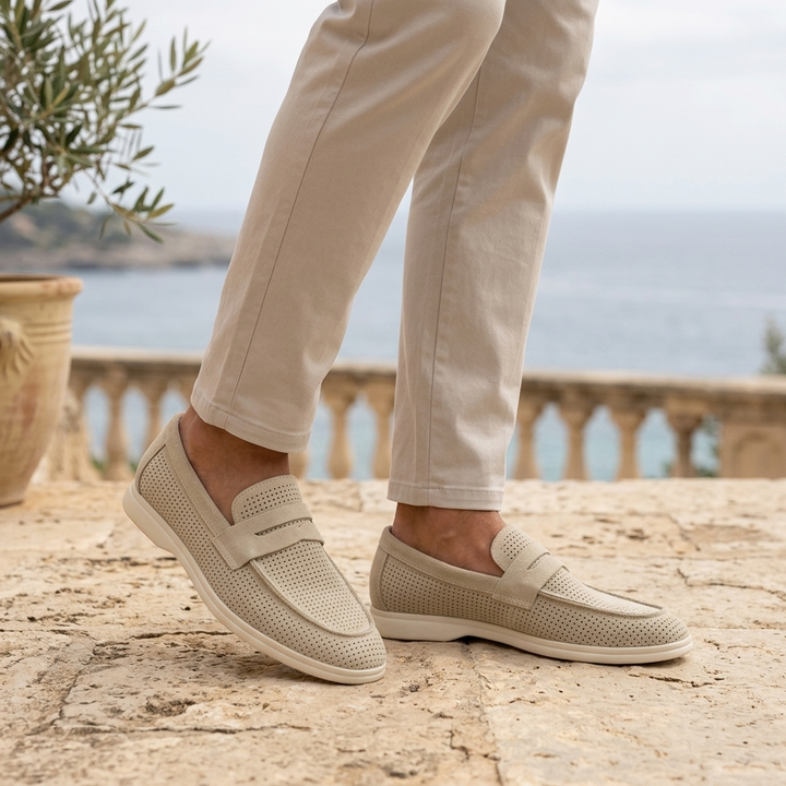 Sorrento Perforated Suede Loafers