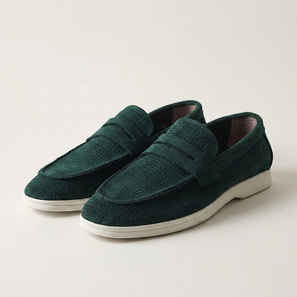 Sorrento Perforated Suede Loafers