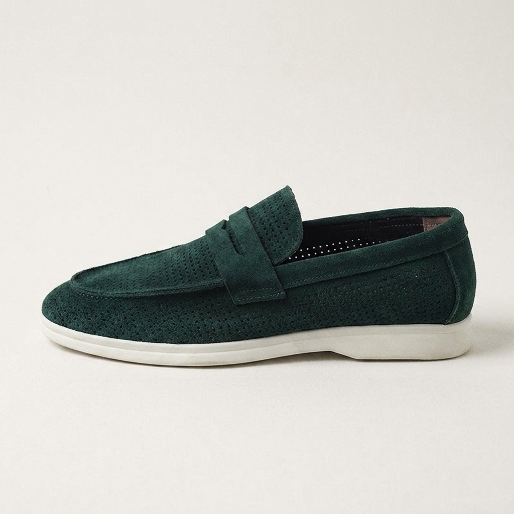 Sorrento Perforated Suede Loafers
