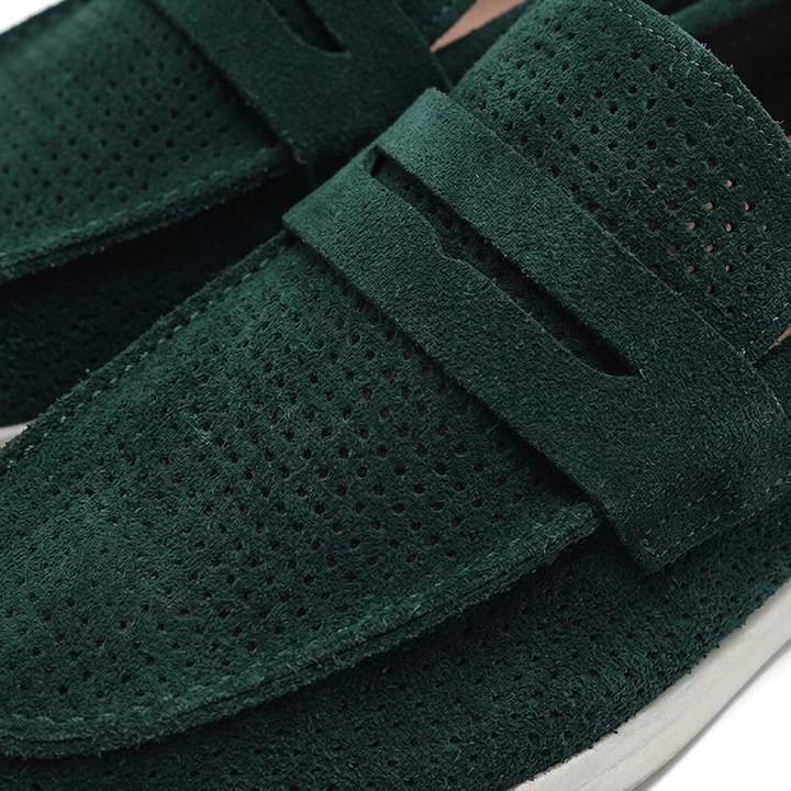 Sorrento Perforated Suede Loafers