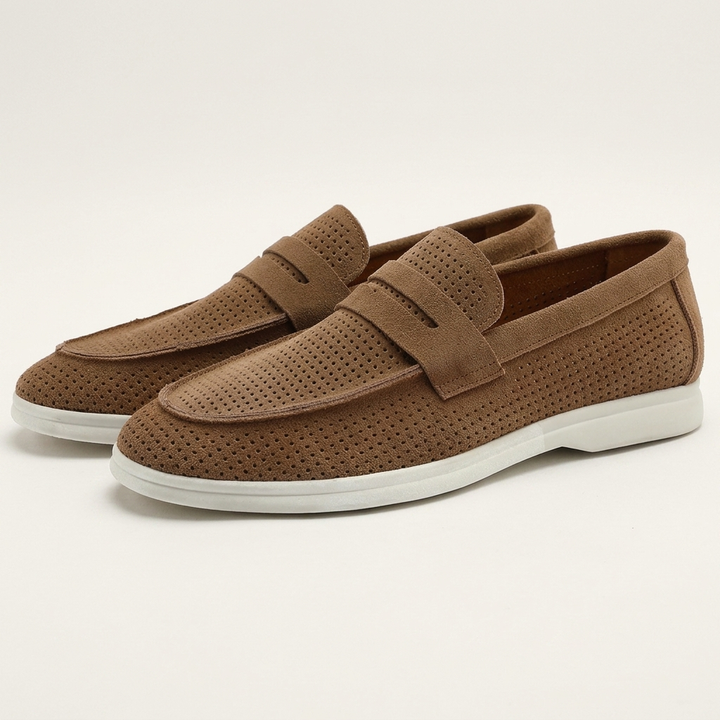 Sorrento Perforated Suede Loafers