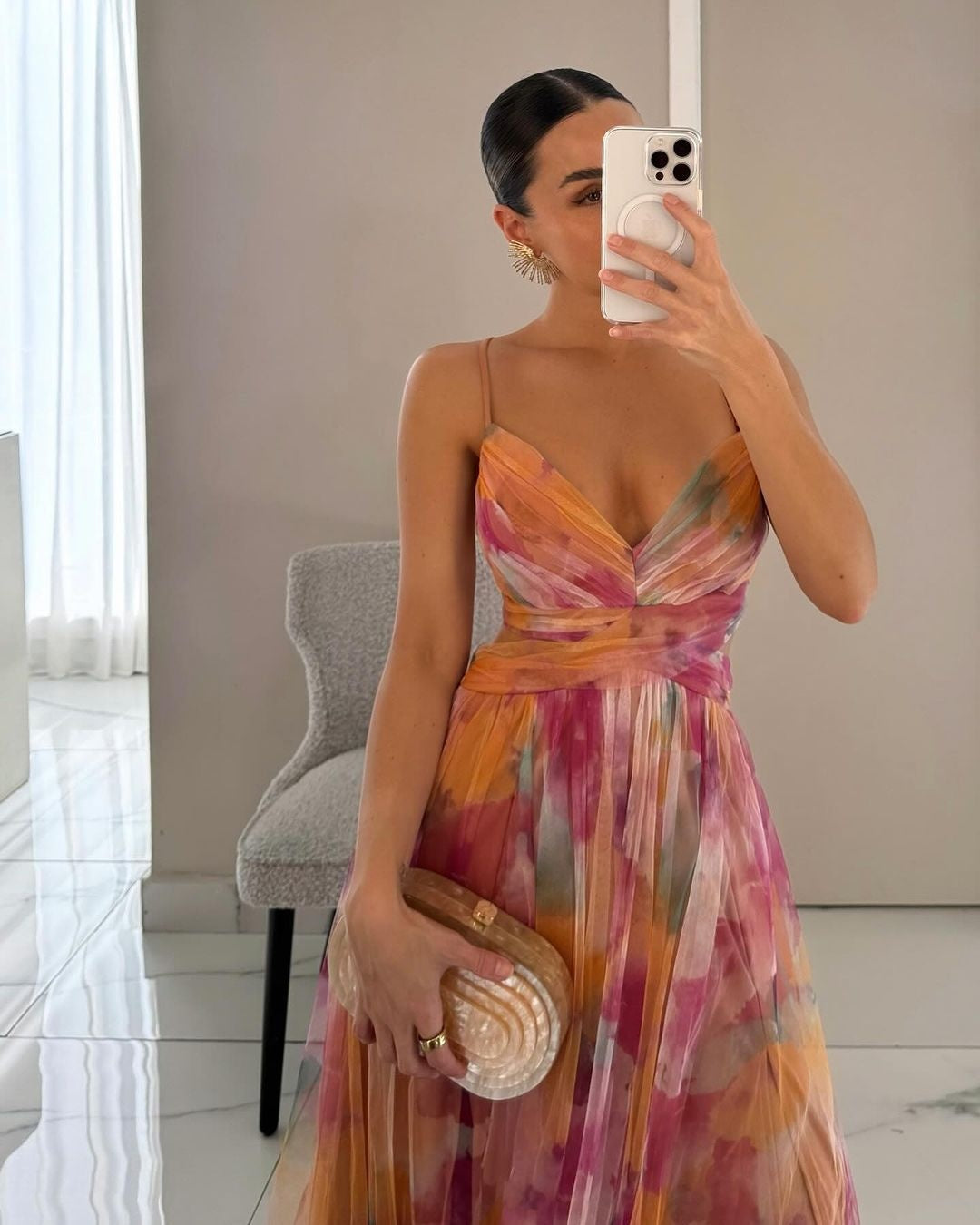 Natalia | Sheer Overlay Midi Dress