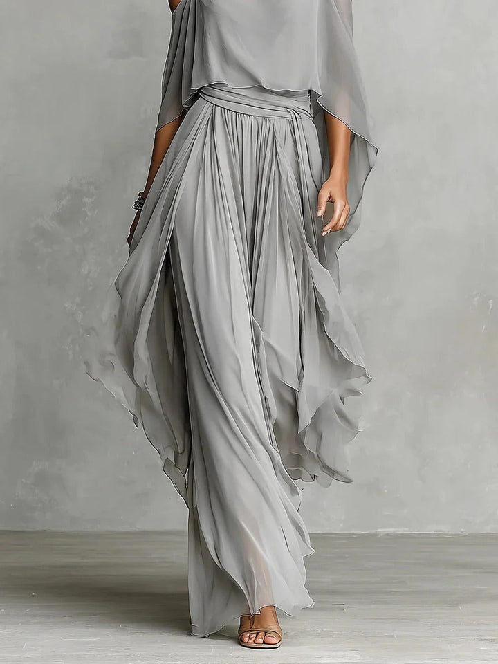Isabela - Gray fluid set with spaghetti strap top and lightweight pants