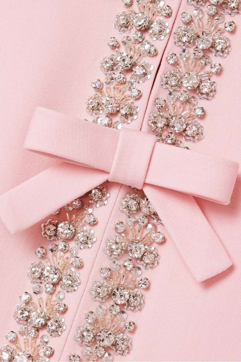 Valentina | Bow & Crystal Embellished Midi Dress
