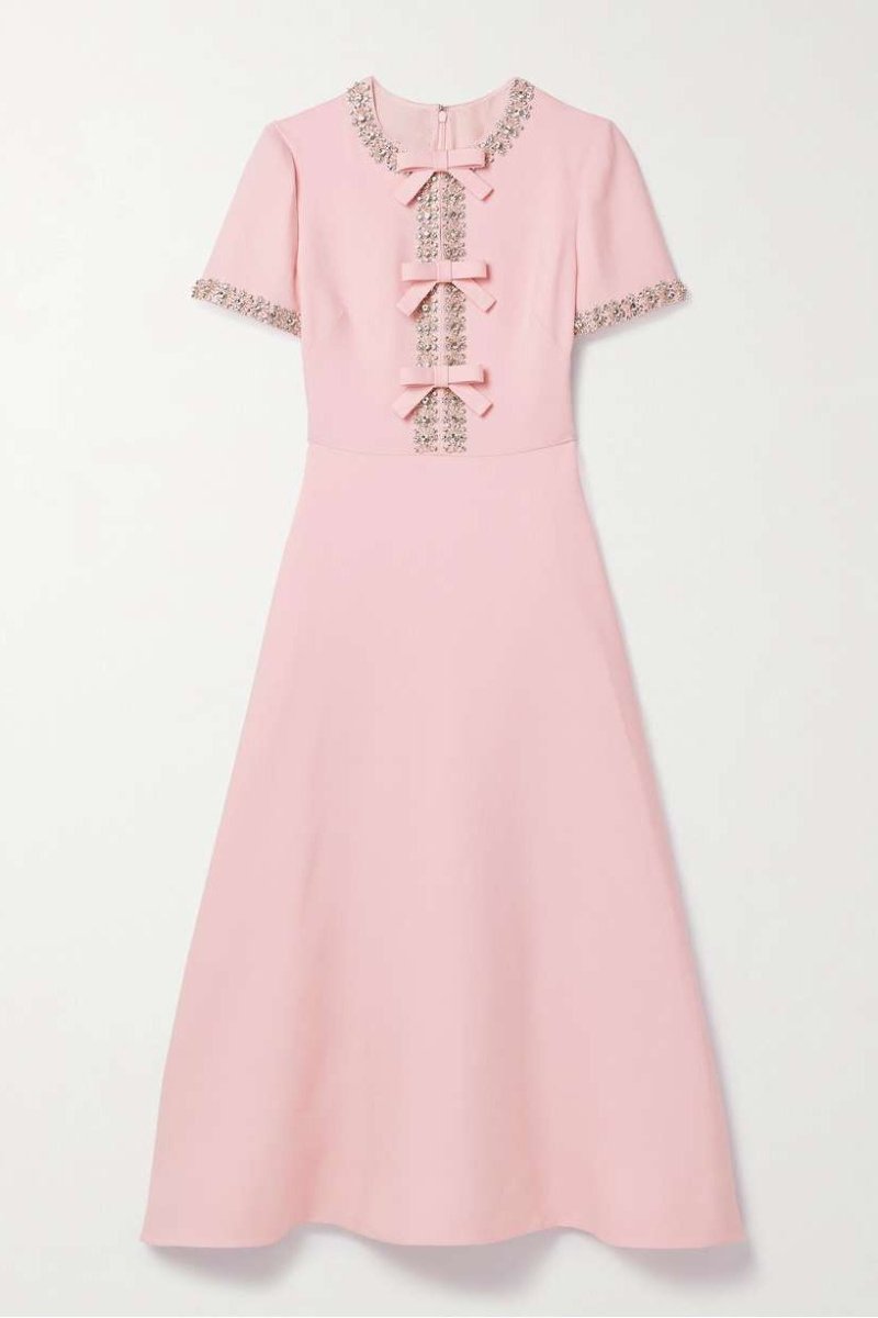 Valentina | Bow & Crystal Embellished Midi Dress
