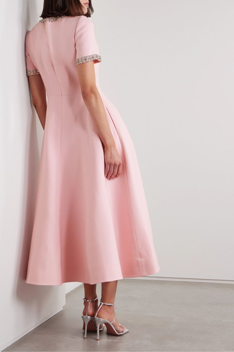 Valentina | Bow & Crystal Embellished Midi Dress