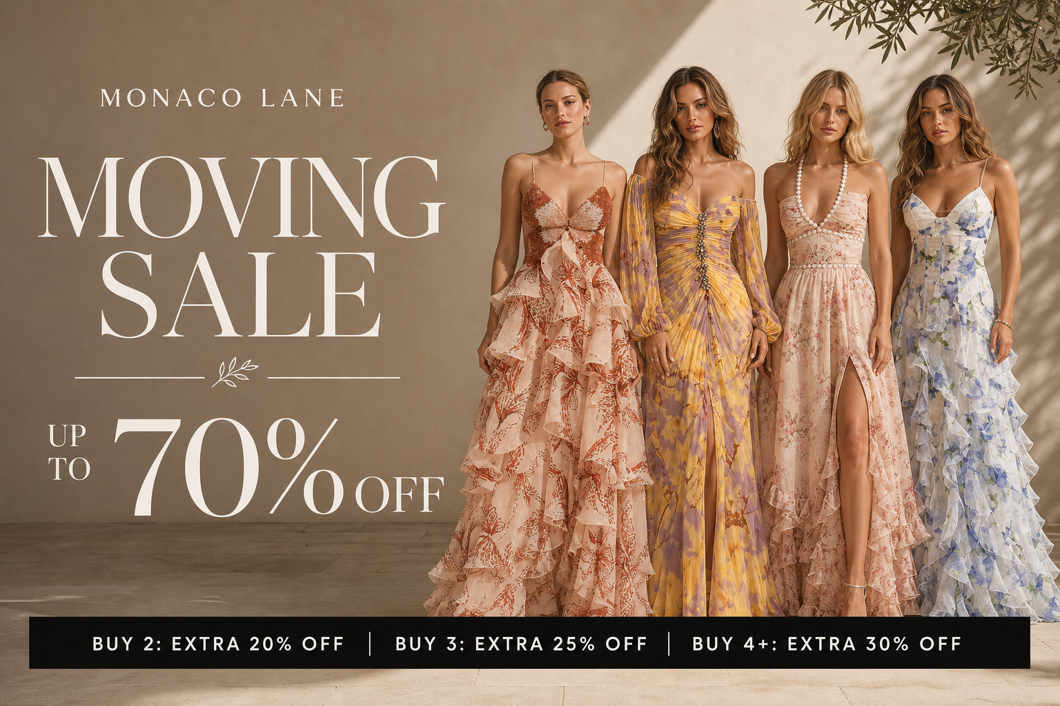 Monaco Lane boutique moving sale collection header